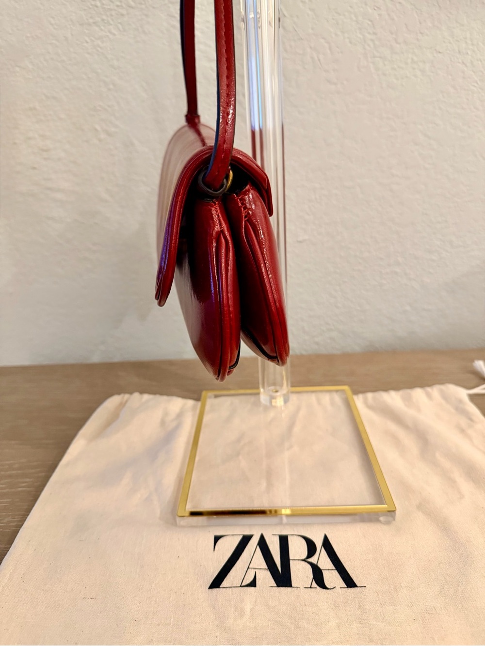 ZARA Patent Leather Shoulder Bag in Dark Cherry NWT - Picture 4 of 10